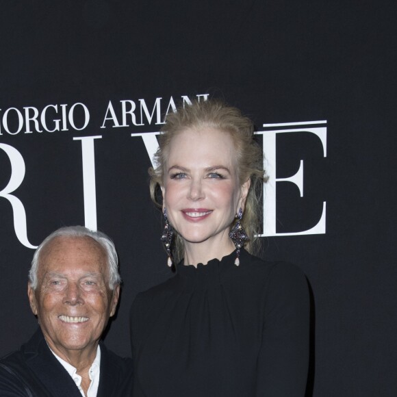 Giorgio Armani et Nicole Kidman - People en backstage du défilé de mode Haute-Couture printemps-été 2017 "Giorgio Armani Privé" au Palais de Chaillot à Paris le 24 janvier 2017.