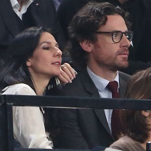 Marie Drucker et son compagnon Mathias Vicherat lors du match de demi-finale du 25e mondial de handball, France - Slovénie à l'AccorHotels Arena à Paris, le 26 janvier 2017.