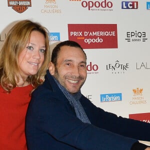 Zinedine Soualem avec sa compagne Caroline Faindt lors de la 96ème édition du Prix d'Amérique Opodo à l'hippodrome de Paris-Vincennes, le 29 janvier 2017. © Guirec Coadic/Bestimage