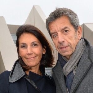 Michel Cymes et sa femme Nathalie lors de la 96ème édition du Prix d'Amérique Opodo à l'hippodrome de Paris-Vincennes, le 29 janvier 2017. © Guirec Coadic/Bestimage