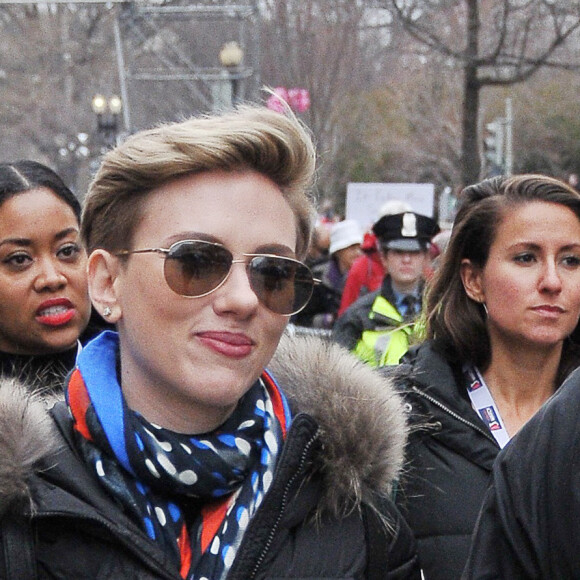Scarlett Johansson lors de la 'marche des femmes' contre Trump à Washington, le 21 janvier 2017.