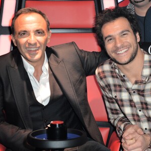 Nikos Aliagas et Amir Hadda lors de l'inauguration du tout nouvel espace dédié à l'émission de The Voice, la plus belle voix au musée Grévin à Paris, France, le 7 février 2017. © Veeren/Bestimage