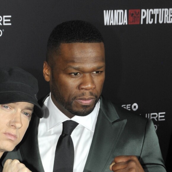 Jake Gyllenhaal, Eminem et 50 Cent (Curtis Jackson) - Première du film "Southpaw" à New York. Le 20 juillet 2015.