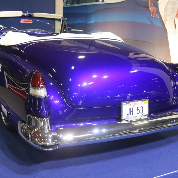 Une Cadillac et une Harley Davidson de Johnny Hallyday sont exposés au salon international des voitures de collection "Retromobile 2017" à la porte de Versailles à Paris, le 9 février 2017. © CVS/Bestimage