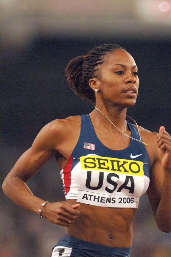 Sanya Richards sur le 400m des championnats du monde 2006 à Athènes.