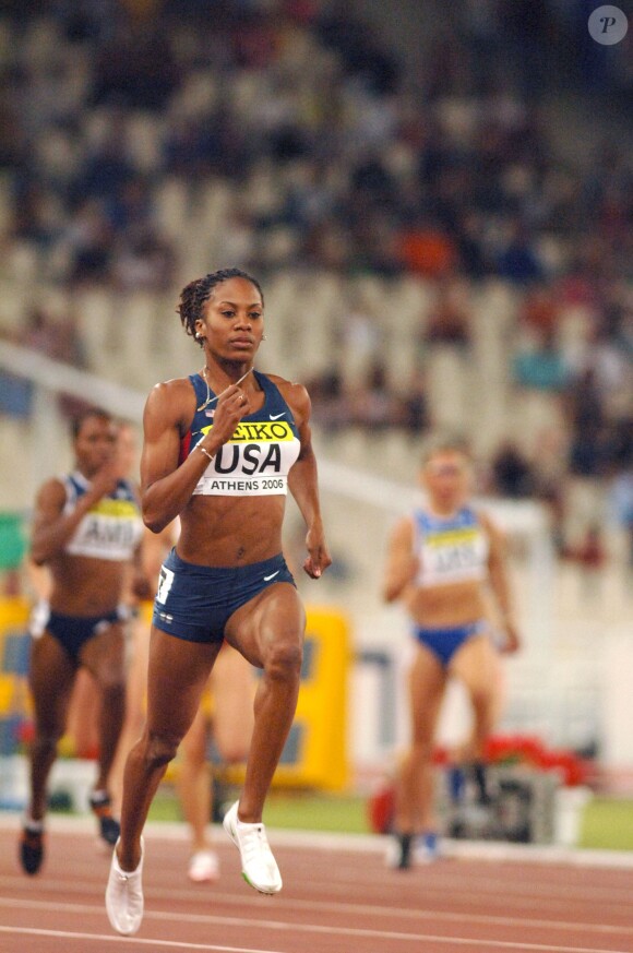 Sanya Richards sur le 400m des championnats du monde 2006 à Athènes.