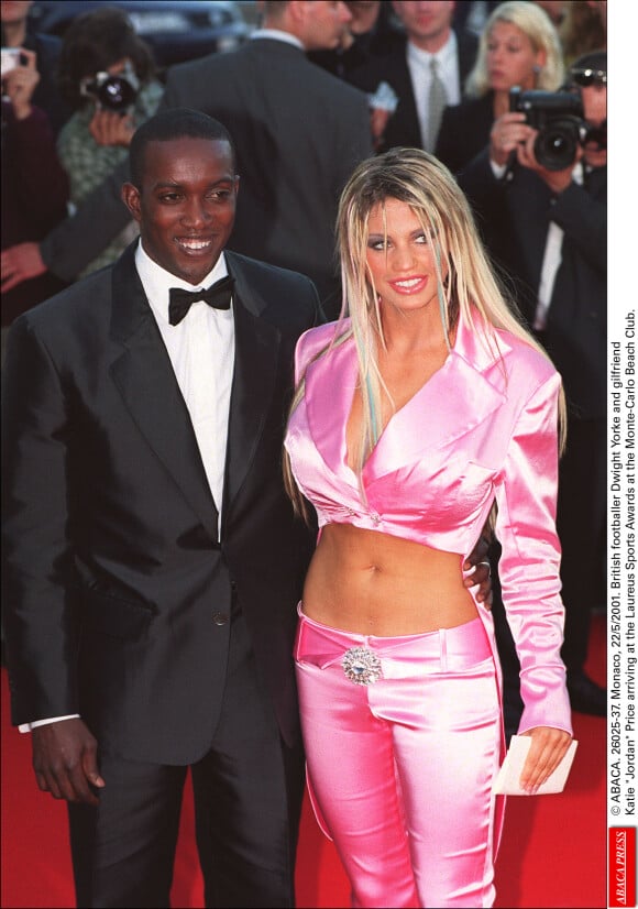 Dwight Yorke et Katie Price, sa compagne de l'époque, en 2001 à Monaco pour les Laureus World Sport Awards.