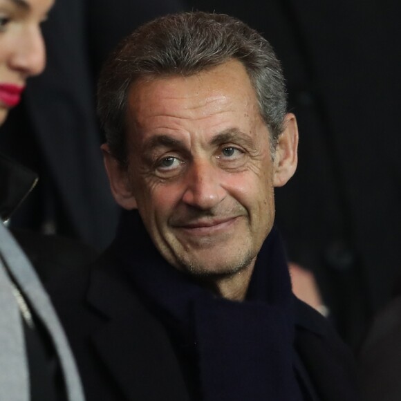 Nicolas Sarkozy dans les tribunes lors du match de Ligue 1 Paris Saint-Germain - Toulouse FC au parc des Princes à Paris, France, le 19 février 2017. Le PSG fait match nul 0-0 contre le TFC. © Cyril Moreau/Bestimage