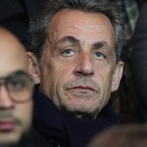 Nicolas Sarkozy dans les tribunes lors du match de Ligue 1 Paris Saint-Germain - Toulouse FC au parc des Princes à Paris, France, le 19 février 2017. Le PSG fait match nul 0-0 contre le TFC. © Cyril Moreau/Bestimage