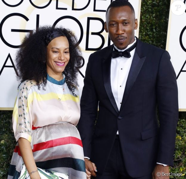 Mahershala Ali et sa femme Amatus Sami-Karim enceinte - La 74ème cérémonie annuelle des Golden Globe Awards à Beverly Hills, le 8 janvier 2017. © Olivier Borde/Bestimage