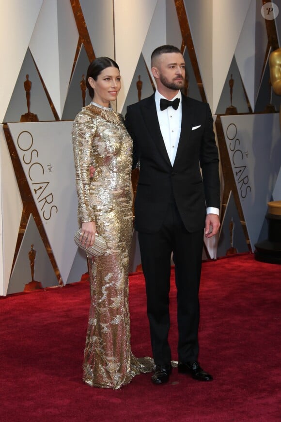 Jessica Biel et Justin Timberlake lors de la cérémonie des Oscars au Dolby Theater, Los Angeles, le 26 février 2017.