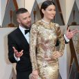 Justin Timberlake et Jessica Biel sur le tapis rouge des Oscars au Dolby Theater, Los Angeles, le 26 février 2017.