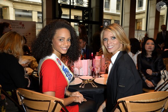 Alicia Aylies, miss France 2017 et Sylvie Tellier - Le Chinese Business Club célèbre la journée des droits de la femme lors d'un déjeuner chez Potel & Chabot à Paris le 8 mars 2017. © Guirec Coadic / Bestimage
