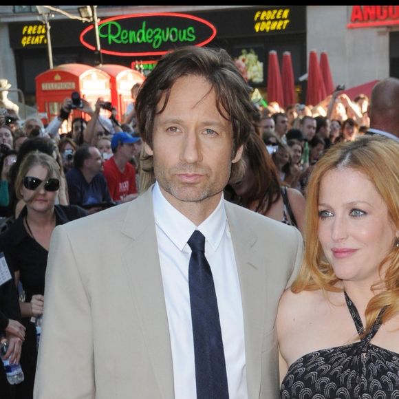 David Duchovny et Gillian Anderson à la première du film "The X-Files: I Want to Believe", le 30 juillet 2008 à Londres.