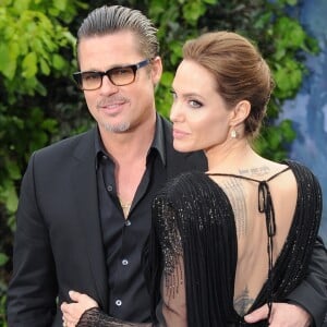 Angelina Jolie et Brad Pitt - Première du film "Maleficent" à Londres le 8 mai 2014.