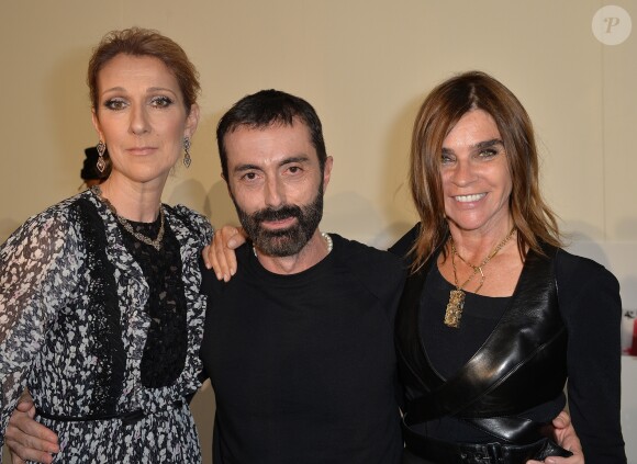 Exclusif - Céline Dion, Giambattista Valli et Carine Roitfeld - People en backstage du défilé de mode Haute-Couture automne-hiver 2016/2017 "Giambattista Valli" à Paris le 4 juillet 2016. © Veeren / Bestimage