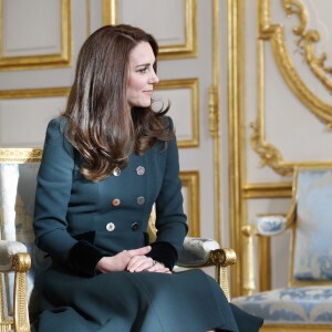 Le prince William et Catherine Kate Middleton lors d'un entretien avec le président de la république dans le Salon des ambassadeurs au palais de l'Elysée à Paris le 17 mars 2017. © Denis Allard / Pool / Bestimage