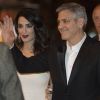 George Clooney et sa femme Amal Alamuddin (enceinte) - Arrivées au dîner de la 42ème cérémonie des César au Fouquet's à Paris. Le 24 février 2017