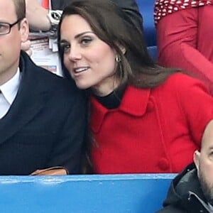 Le prince William et Kate Middleton assistent au match de Rugby France / Pays de Galles au Stade de France le 18 mars 2017.