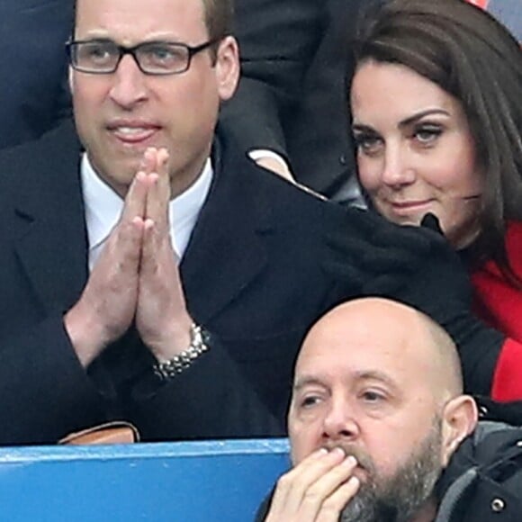 Le prince William et Kate Middleton assistent au match de Rugby France / Pays de Galles au Stade de France le 18 mars 2017.