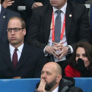 Le prince William et Kate Middleton assistent au match de Rugby France / Pays de Galles au Stade de France le 18 mars 2017.