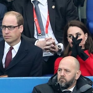 Le prince William et Kate Middleton assistent au match de Rugby France / Pays de Galles au Stade de France le 18 mars 2017.