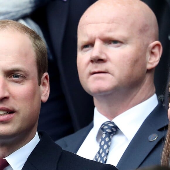 Le prince William et Kate Middleton assistent au match de Rugby France / Pays de Galles au Stade de France le 18 mars 2017.