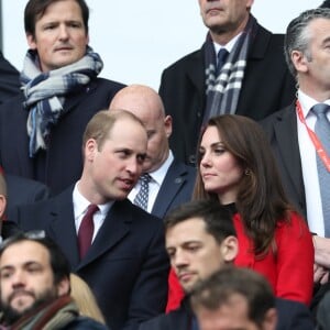 Le prince William et Kate Middleton assistent au match de Rugby France / Pays de Galles au Stade de France le 18 mars 2017.