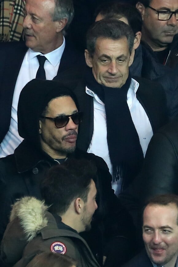JoeyStarr et Nicolas Sarkozy - People assiste au match de Ligue 1 entre le Psg et Lyon à Paris le 19 mars 2017. Le Psg à remporté le match sur le score de 2-1. © Cyril Moreau/Bestimage