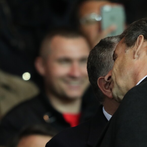 Jean-Michel Aulas et Nicolas Sarkozy - People assiste au match de Ligue 1 entre le Psg et Lyon à Paris le 19 mars 2017. Le Psg à remporté le match sur le score de 2-1. © Cyril Moreau/Bestimage