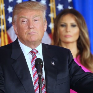 Melania Trump - Donald Trump s'adresse à ses supporters et aux médias pendant un meeting à Briarcliff Manor, NY on June 7, 2016. © Agence/Bestimage