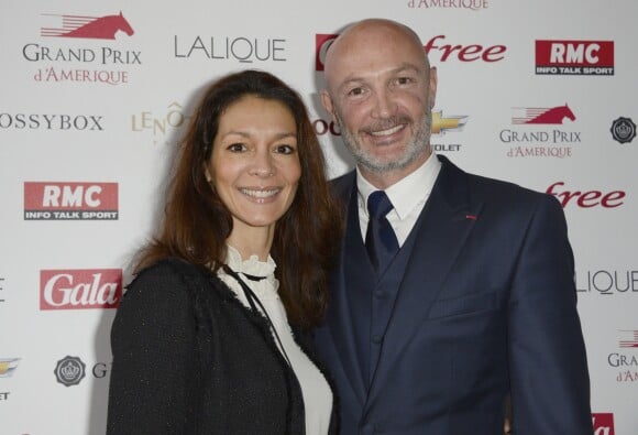 Frank Leboeuf avec sa compagne Chrislaure Nollet (ex-femme de Fabrice Santoro) à l'Hippodrome de Vincennes, le 26 janvier 2014.