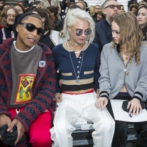 Pharrell Williams, Cara Delevingne et Lily-Rose Depp - Défilé de mode prêt-à-porter automne-hiver 2017/2018 "Chanel" au Grand Palais à Paris le 7 mars 2017. © Olivier Borde/ Bestimage