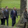 Pippa Middleton et son fiancé James Matthews avec Michael, Carole et James Middleton lors de la messe de Noël, le 25 décembre 2016, à Englefield dans le Berkshire, où sera célébré leur mariage le 20 mai 2017.