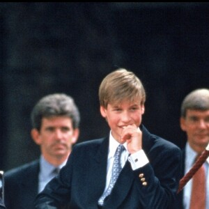 La princesse Diana et le prince Charles avec les princes Harry et William lors des commémorations du 50e anniversaire de la victoire des Alliés en août 1995 à Londres.