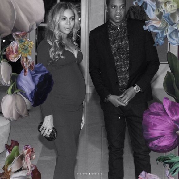 Photo de Beyoncé, enceinte, et son mari Jay Z. Mars 2017.