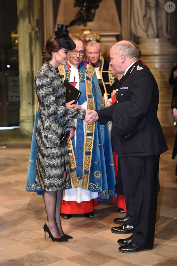 Kate Catherine Middleton, duchesse de Cambridge - Service of hope, messe en l'honneur des victimes de l'attentat de Londres à l'abbaye de Westminster à Londres. Le 5 avril 2017