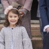 La princesse Athena, fille de la princesse Marie et du prince Joachim de Danemark, lors de la confirmation du prince Felix de Danemark en la chapelle du palais de Fredensborg le 1er avril 2017.