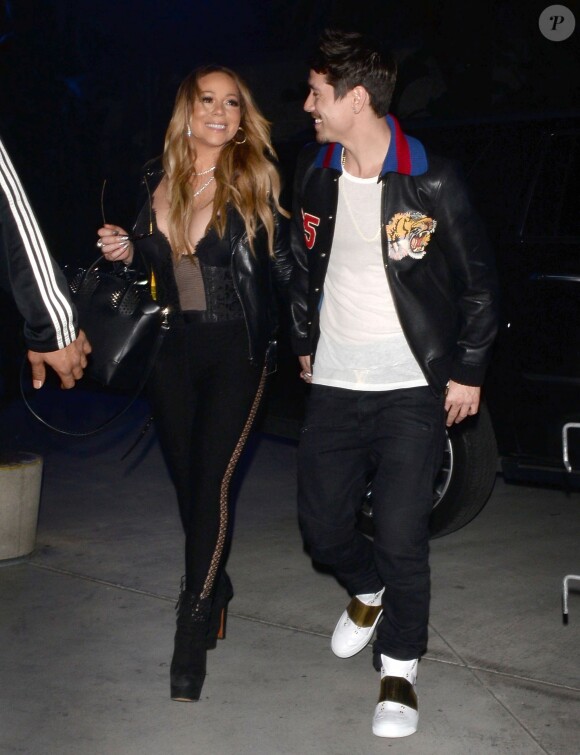 Mariah Carey et son compagnon sont allés dîner dans un restaurant à Los Angeles. Le 15 février 2017.