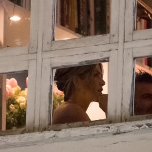 Jennifer Aniston et son mari Justin Theroux ont dîné au restaurant "Verjus" à Paris, le 12 avril 2017.