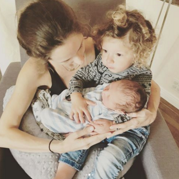 L'épouse de Jeff Goldblum, Emilie Livingston et leurs fils Charlie et River en avril 2017.
