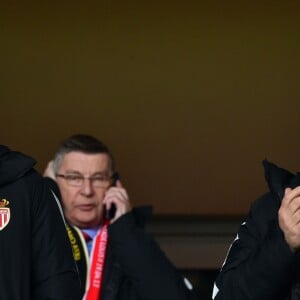 Dmitri Rybolovlev, président de l'AS Monaco, et le Prince Albert II de Monaco lors de la victoire de l'AS Monaco contre le Borussia Dortmund (3-1) au stade Louis-II de Monaco le 19 avril 2017, synonyme de qualification pour les demi-finales de la Ligue des Champions. © Bruno Bebert/Bestimage