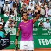 Rafael Nadal a battu A. Zverev, (qui fêtait aujourd'hui ses 20 ans) durant le Monte Carlo Rolex Masters 2017 sur le court Rainier III du Monte Carlo Country Club à Roquebrune Cap Martin, France, le 20 avril 2017.
