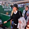 Jelena Djokovic enceinte assiste à la victoire de son mari N. Djokovic sur P. Carreno Busta durant le Monte Carlo Rolex Masters 2017 sur le court Rainier III du Monte Carlo Country Club à Roquebrune Cap Martin, France, le 20 avril 2017.