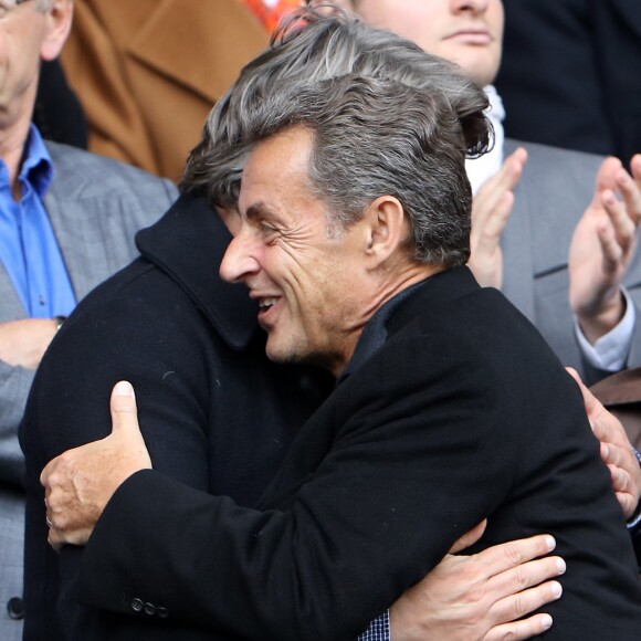 Nicolas Sarkozy au match de football entre le Psg et Montpellier au Parc des Princes à Paris le 22 avril 2017. © Cyril Moreau/Bestimage