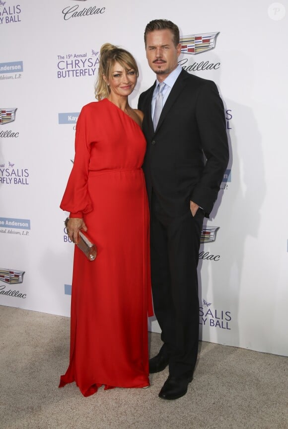 Rebecca Gayheart avec son mari Eric Dane arrivent au 15ème "Chrysalis Butterfly Ball" à Brentwood, Los Angeles. Le 11 juin 2016.