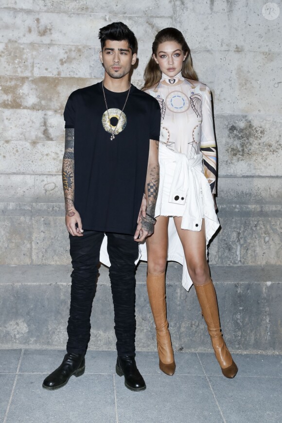 Gigi Hadid et son compagnon Zayn Malik au défilé de mode prêt-à-porter printemps-été 2017 "Givenchy" à Paris. Le 2 octobre 2016 © Olivier Borde / Bestimage