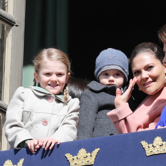 La princesse Victoria, le prince Oscar, la reine Silvia et la princesse Estelle - Célébration du 71e anniversaire du roi Carl XVI Gustaf de Suède à Stockholm le 30 avril 2017