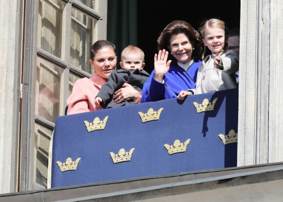La princesse Victoria, le prince Oscar, la reine Silvia et la princesse Estelle - Célébration du 71e anniversaire du roi Carl XVI Gustaf de Suède à Stockholm le 30 avril 2017