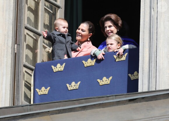La princesse Victoria, le prince Oscar, la reine Silvia et la princesse Estelle - Célébration du 71e anniversaire du roi Carl XVI Gustaf de Suède à Stockholm le 30 avril 2017